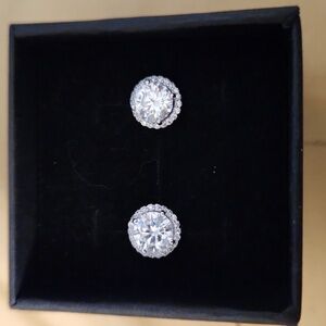 BRAND NEW DIAMOND EARRINGS IN .925 SILVER